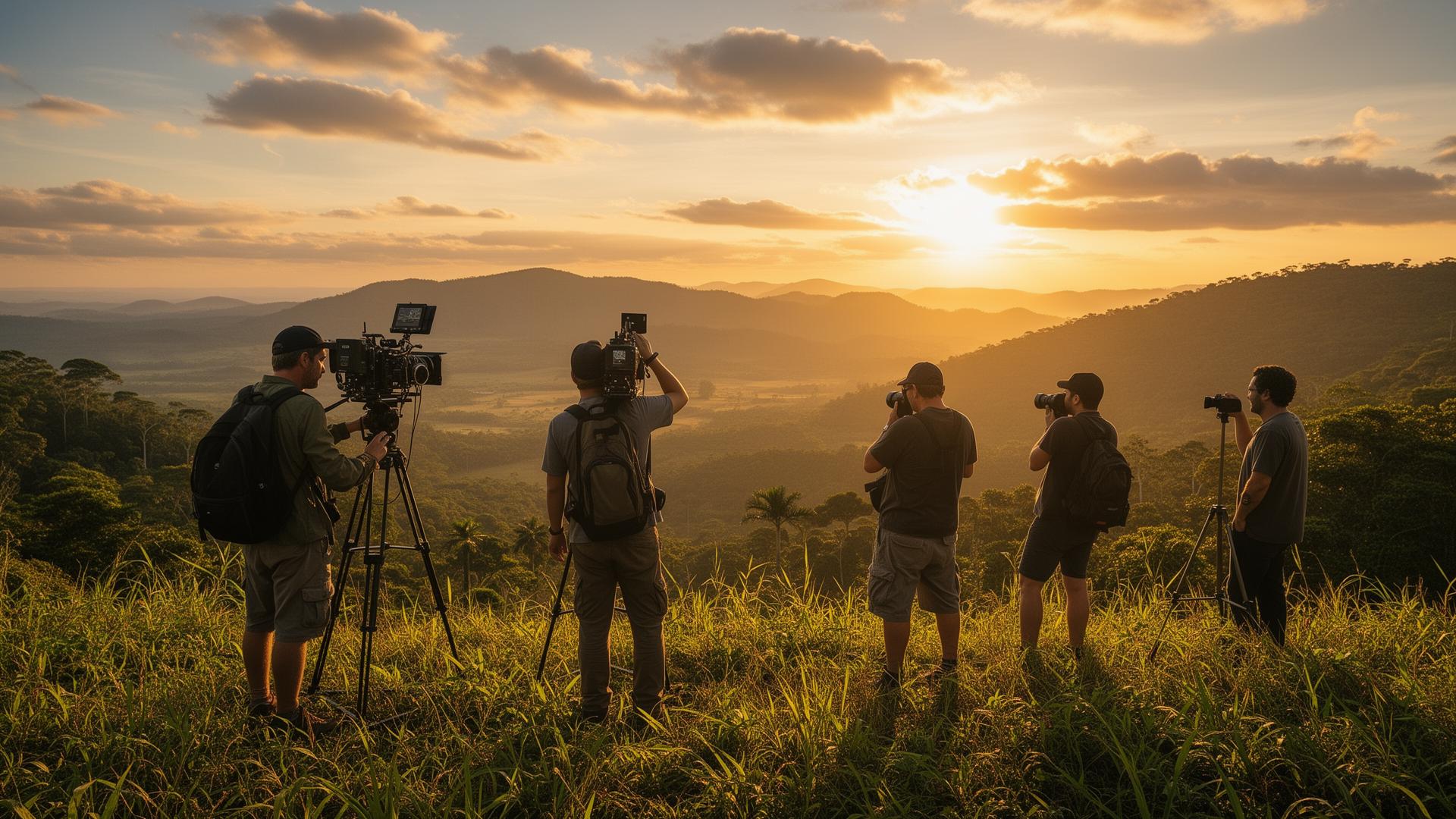 Filmagem de documentário na natureza
